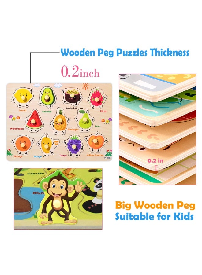 Mordely Wooden Peg Puzzles for Toddlers 2 3 4 Years Old, Kids Educational Preschool Peg Puzzles Toy - Image 2